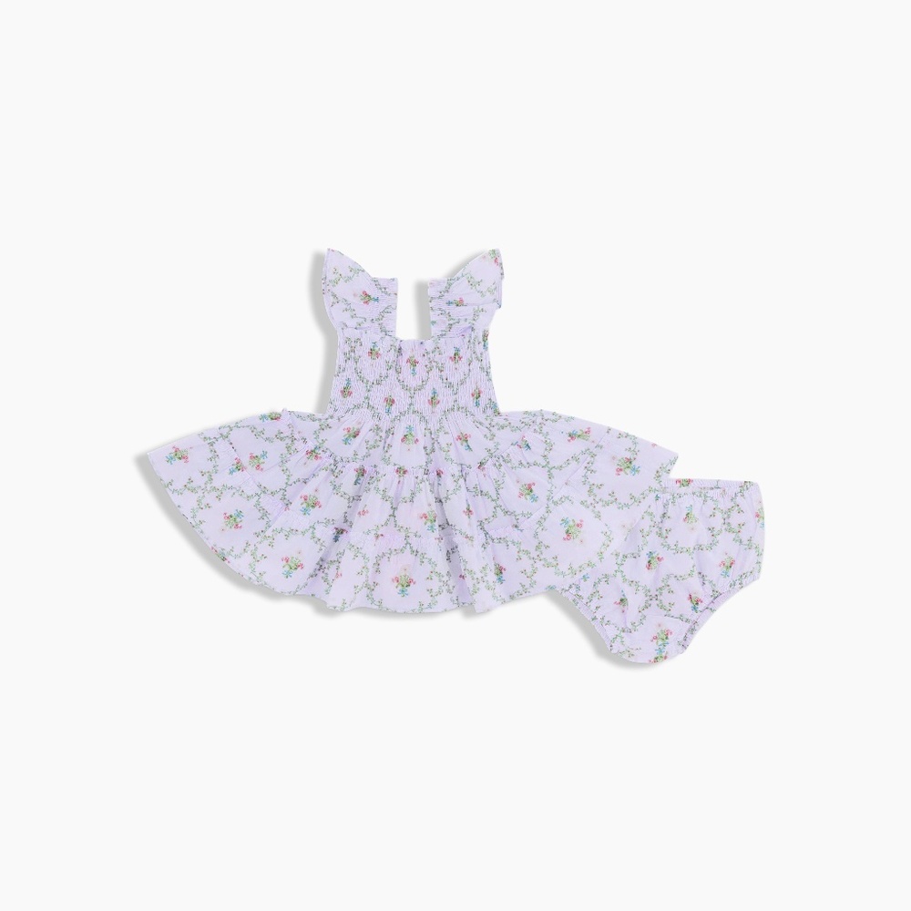 Hill House La Coqueta Baby Ellie Nap Dress Lilac Trellis never worn in packaging